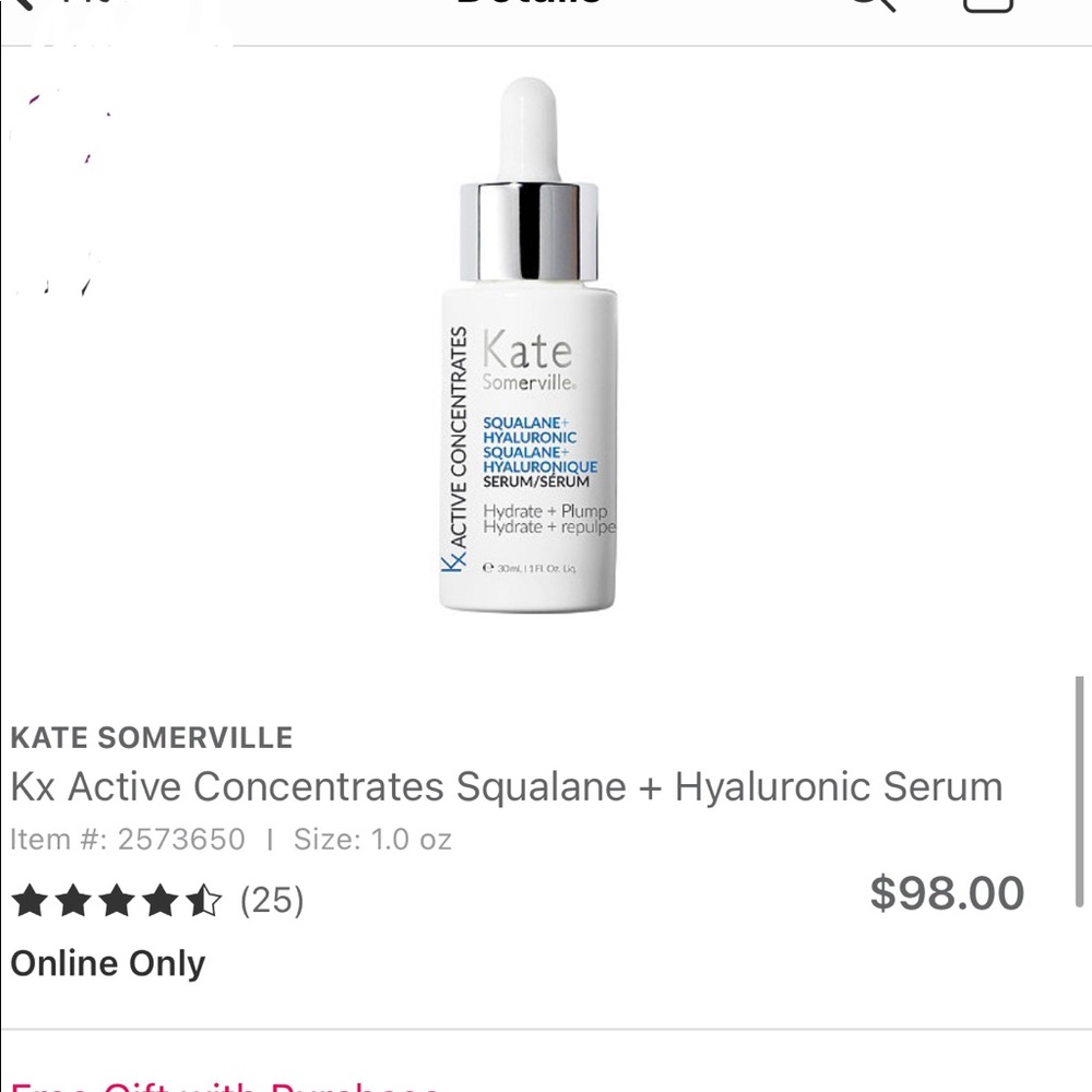 Kate Somerville kx Active concentrates- Squalane + Hyaluronic